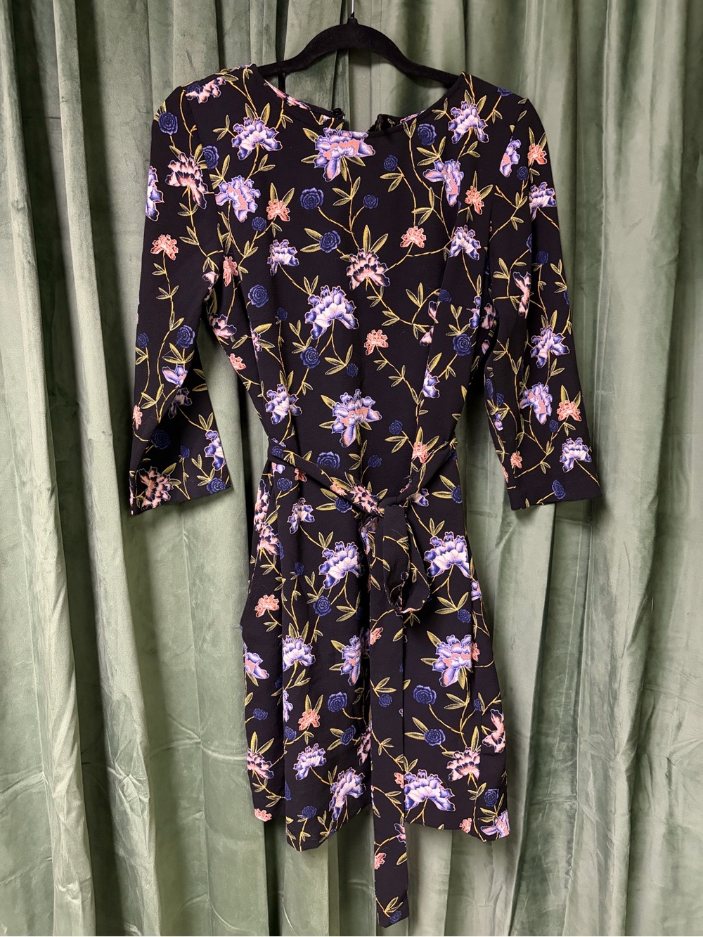 Floral Print Tie-Waist Women's Dress w/pockets